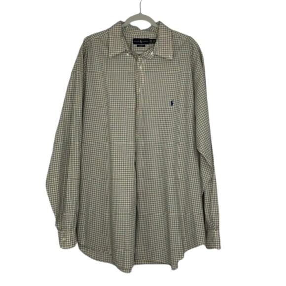 Ralph lauren Classic Fit yellow blue mini plaid long sleeve button down 2XLT - Picture 1 of 7